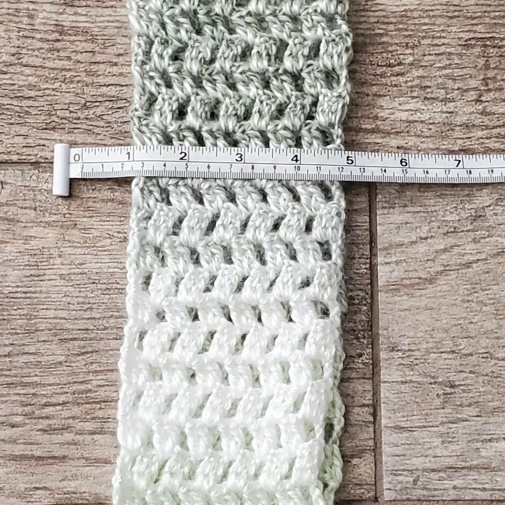 BOGO Scarf Sale - Hand Crafted ombre green and white with flowers crochet scarf